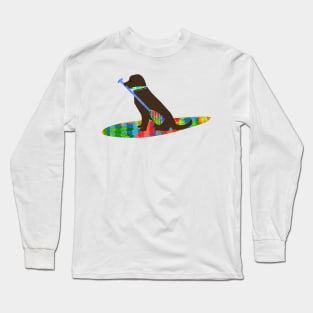 Colorful Stand Up Paddle Board Preppy Chocolate Lab Long Sleeve T-Shirt